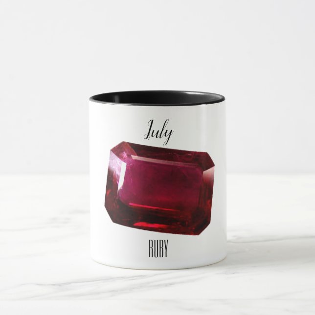 Mug Gemstone de rubis à café rouge juillet Birthstone (Centre)