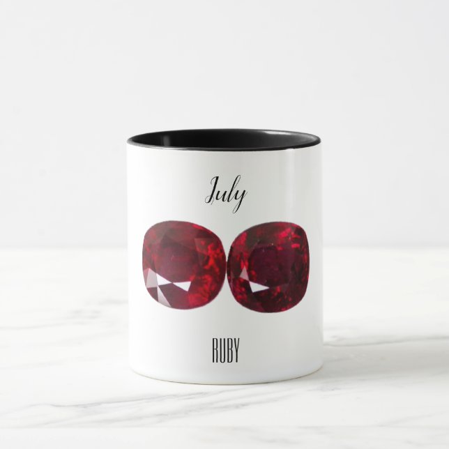 Mug Gemstone de rubis à café rouge juillet Birthstone (Centre)