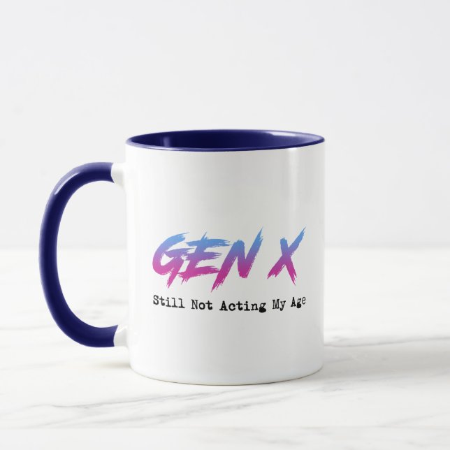 Mug Génération X - Toujours pas agissant selon mon âge (Gauche)