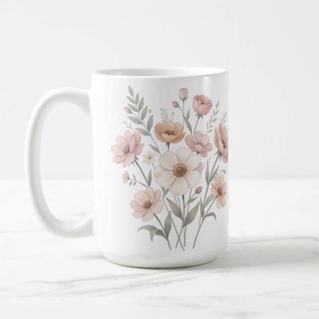 Mug Gentle Anemone Bouquet Watercolor Softness (Gauche)