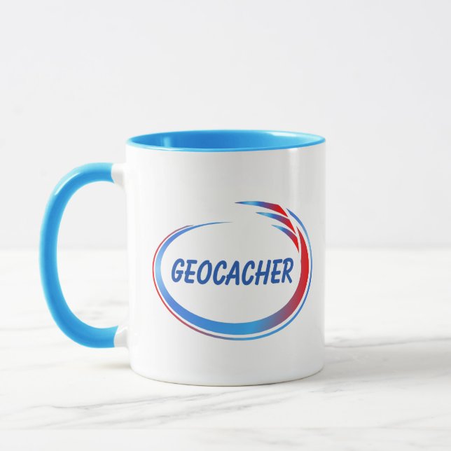 Mug Géocacher bleu et rouge éclaboussure (Gauche)