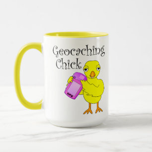 Mug Geocaching Chick Curly Text