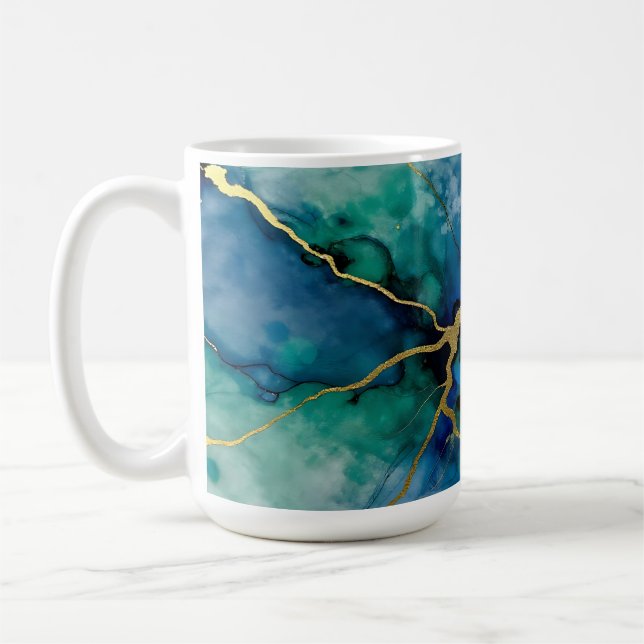 Mug Géode Océanique Encre Alcoolique Veines Dorées (Gauche)