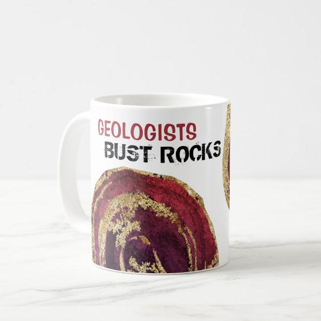 Mug *~* GEOLOGISTES BUST ROCKS Agate Slab Gold Parties (Devant gauche)