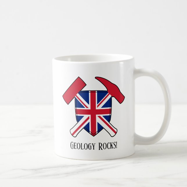 Mug "Geology Rocks" Drapeau britannique Crossed Hammer (Droite)