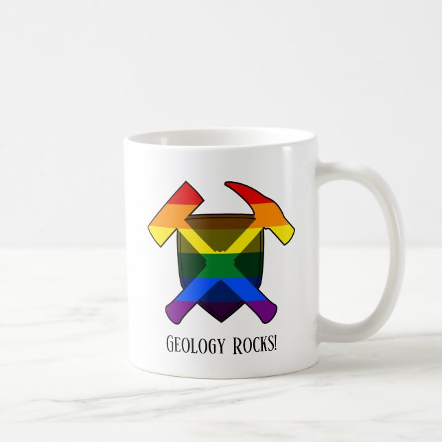 Mug "Geology Rocks" LGBT Rainbow Flag Marmer Logo (Droite)