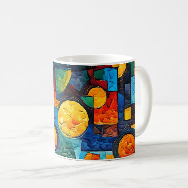 Mug Géométrie de rêves vibrants – Art abstrait moderne (Devant droit)