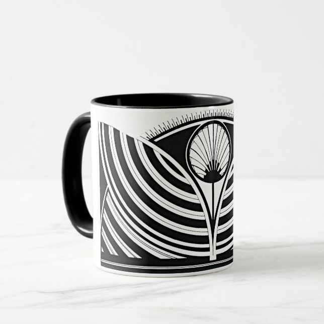 Mug Géométrie Deco Noir (Devant gauche)