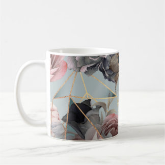 Mug Géométrie en cristal floral, fond lumineux aquarel