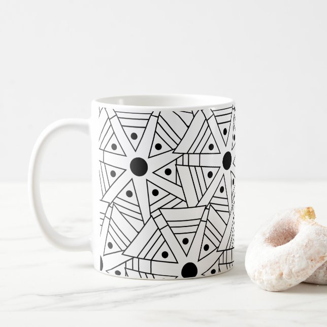 Mug Géométrie géométrique en noir et blanc (Avec donut)