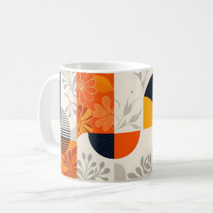 Mug Géométrie moderne rétro avec éléments floraux