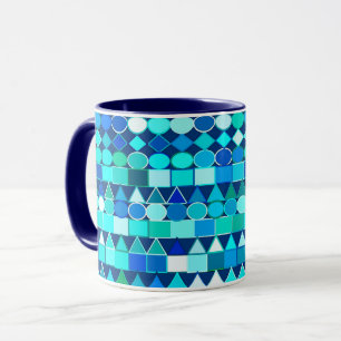 Mug Géométrie Tribale moderne, Blues de Denim sur la m