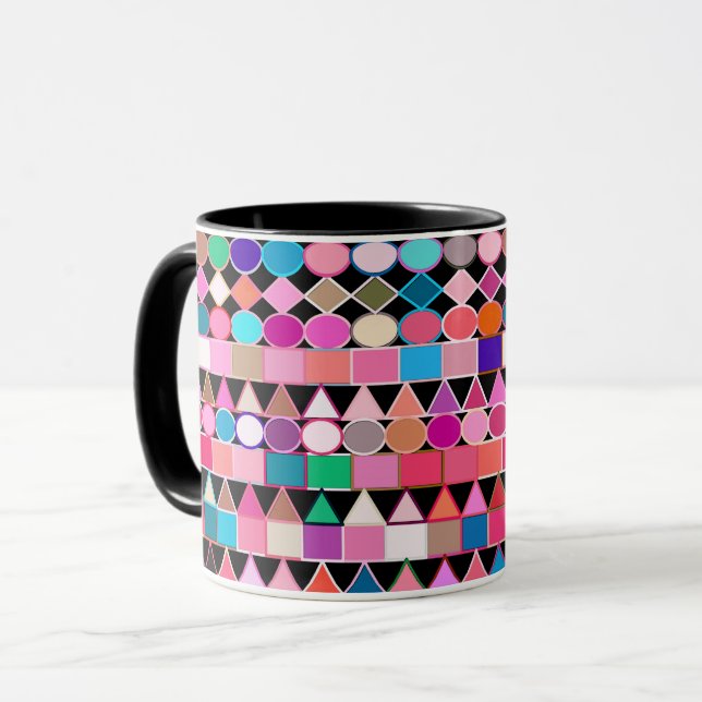 Mug Géométrie Tribale moderne, couleurs de bijoux sur  (Devant gauche)