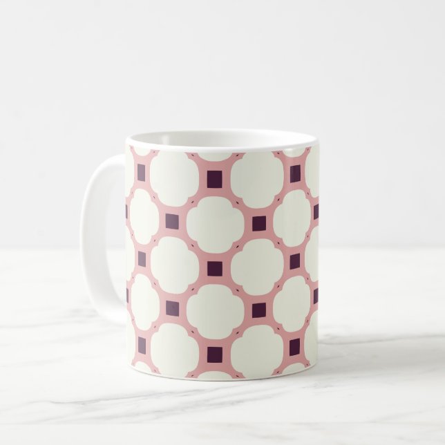 Mug Géométrique 008 neutre et rose (Devant gauche)