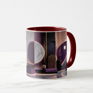 Mug Géométrique Abstrait Luxueux Violet et Or Riche