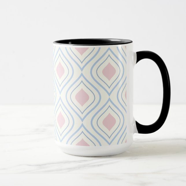 Mug géométrique Abstraite, bleue, rose et blanc cassé (Droite)