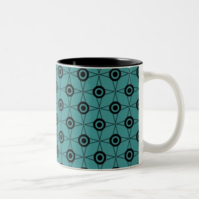 Mug géométrique de Funk rétro, Turquoise (Droit)