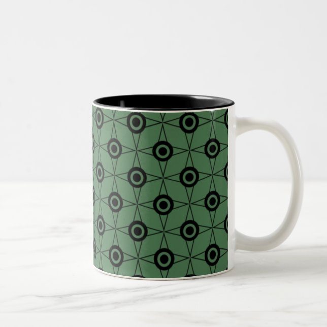 Mug géométrique de Funk rétro, vert de trèfle (Droit)