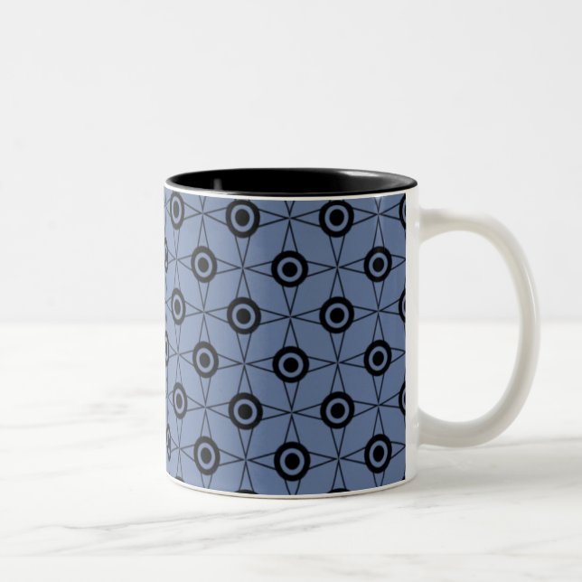 Mug géométrique funk rétro, bleu doux (Droit)