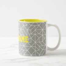 Mug géométrique gris et jaune personnalisé