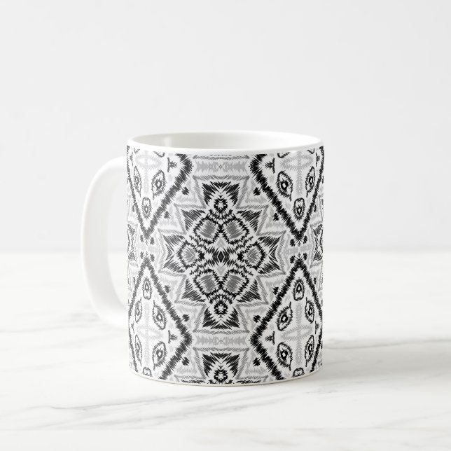Mug Géométrique, motif, noir et blanc (Devant gauche)