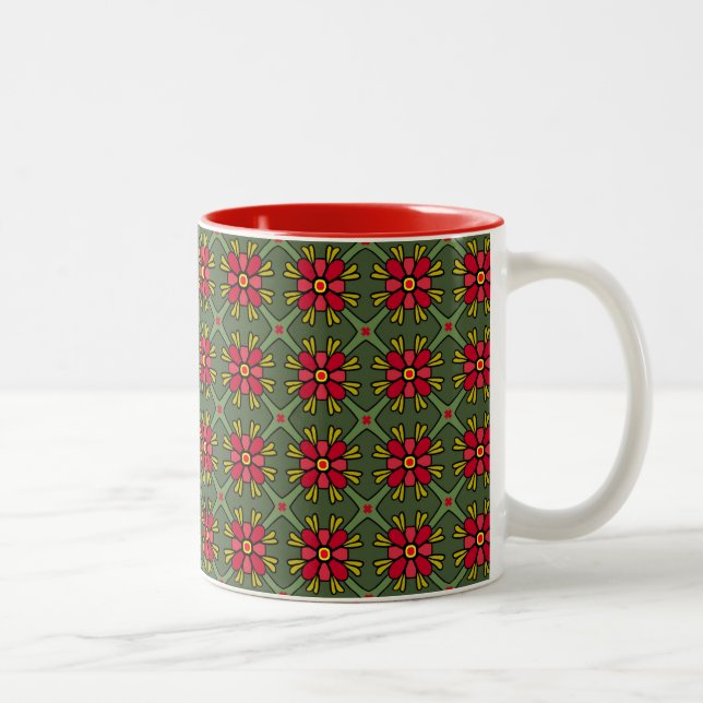 Mug géométrique rouge et vert rétro (Droit)