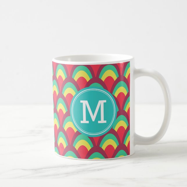 Mug Géométriques colorés personnalisent le monogramme (Droite)