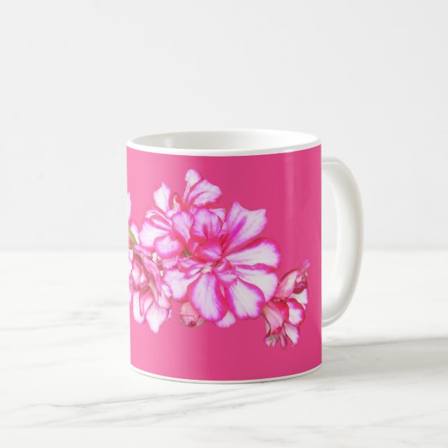 Mug - Geraniums à rayures roses (Devant droit)
