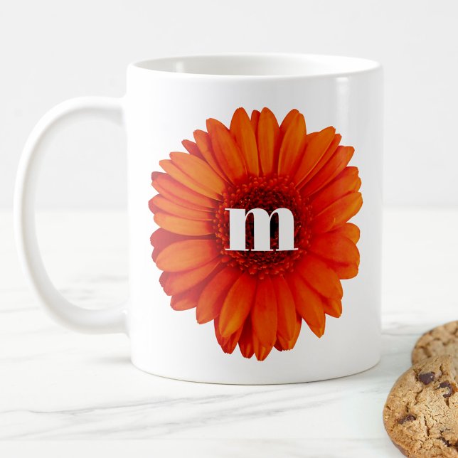 Mug Gerbera Daisy Monogramme initial (Créateur téléchargé)