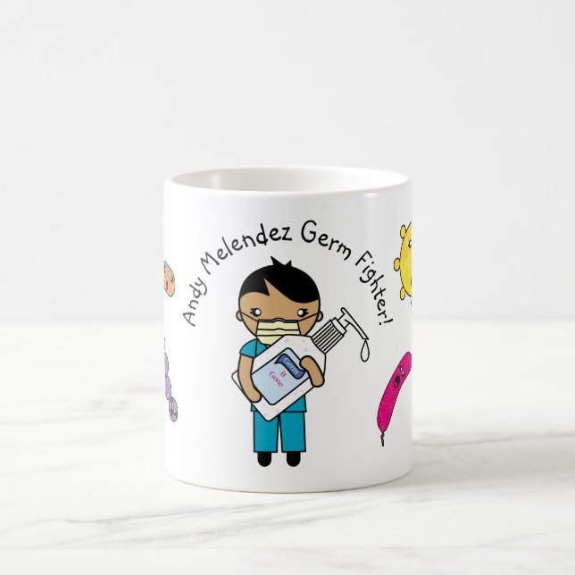 Mug Germ Fighter Cute Short Black Hair Personnalisé (Centre)