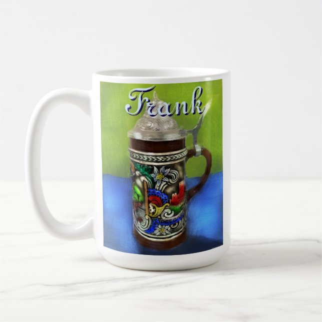 Mug German Beer Stein w/Hinged Lid Personalized (Gauche)