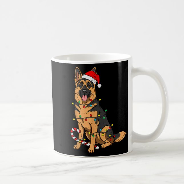 Mug German Shepherd Dog Christmas Lights Xmas Pet Dog  (Droite)