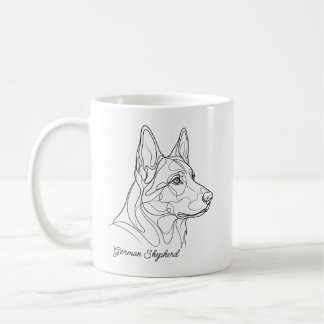 Mug German Shepherd Line Drawing Custom Pet Name