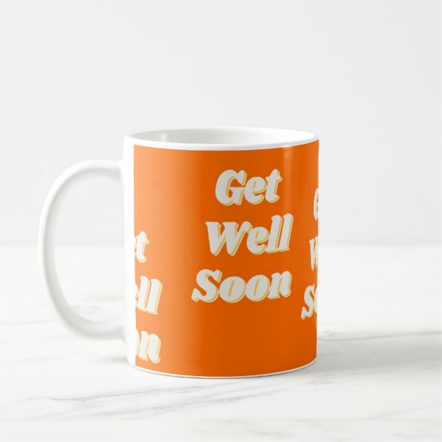 Mug Get well soon text on orange (Gauche)