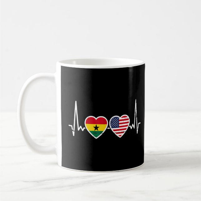Mug Ghana USA Heartbeat drapeau ghanéen américain (Gauche)