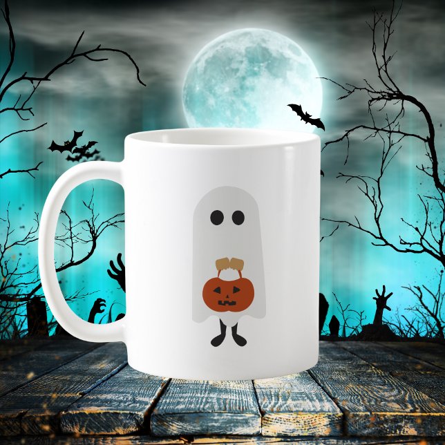 Mug Ghost d'Halloween mignon avec un Trick ou un trait (Créateur téléchargé)