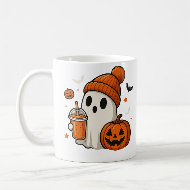 Mug Ghost d'Halloween mignonne avec Citrouille et boir (Gauche)