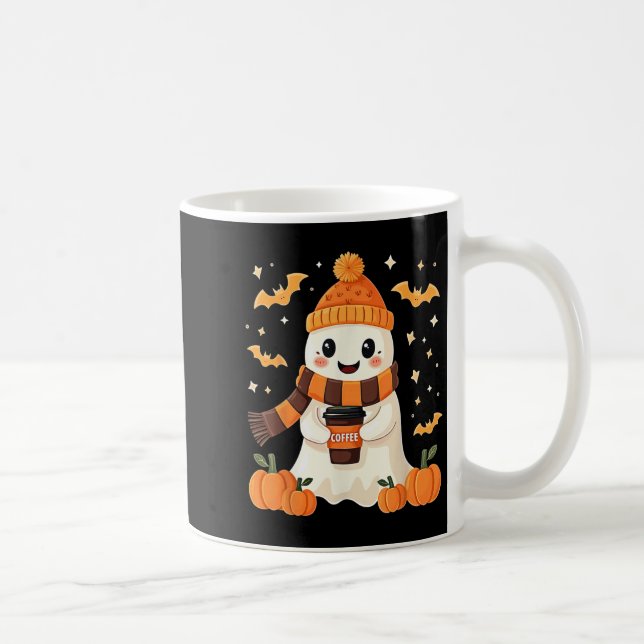 Mug Ghost Drinking Coffee Halloween Cute Ghost Ice Cof (Droite)