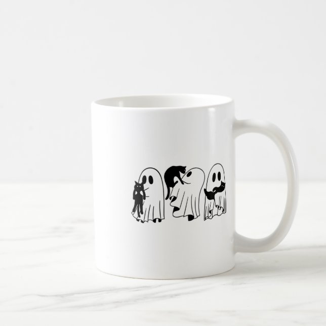Mug Ghost Holding Chat noir Funny Halloween Amoureux d (Droite)