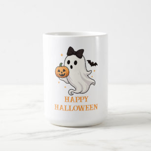 Mug Ghost mignon avec Bow et Citrouille   Halloween