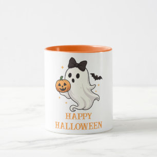 Mug Ghost mignon avec Bow et Citrouille   Halloween