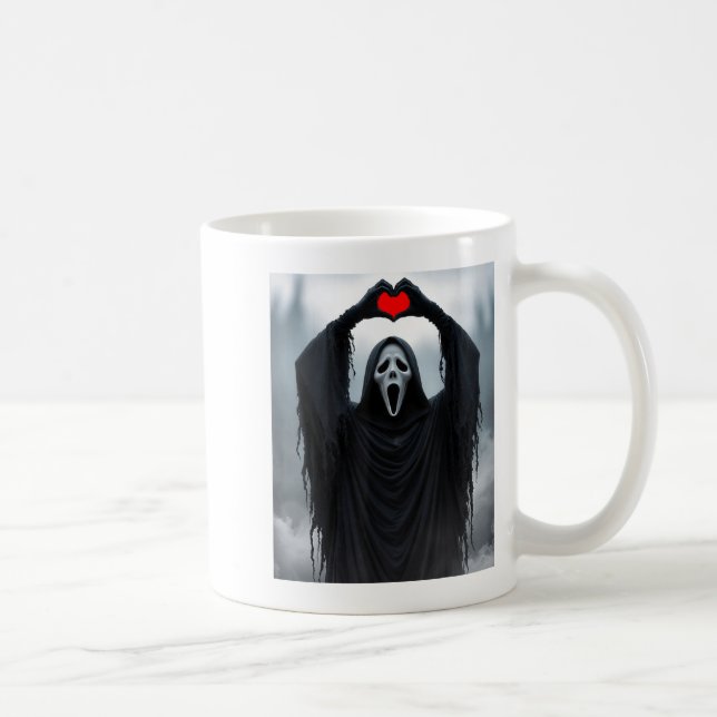 Mug Ghost Red Heart Hands Y Face Halloween Valentines  (Droite)