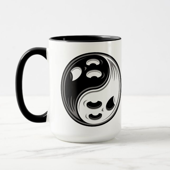 Mug Ghost Yin Yang Noir et blanc (Gauche)