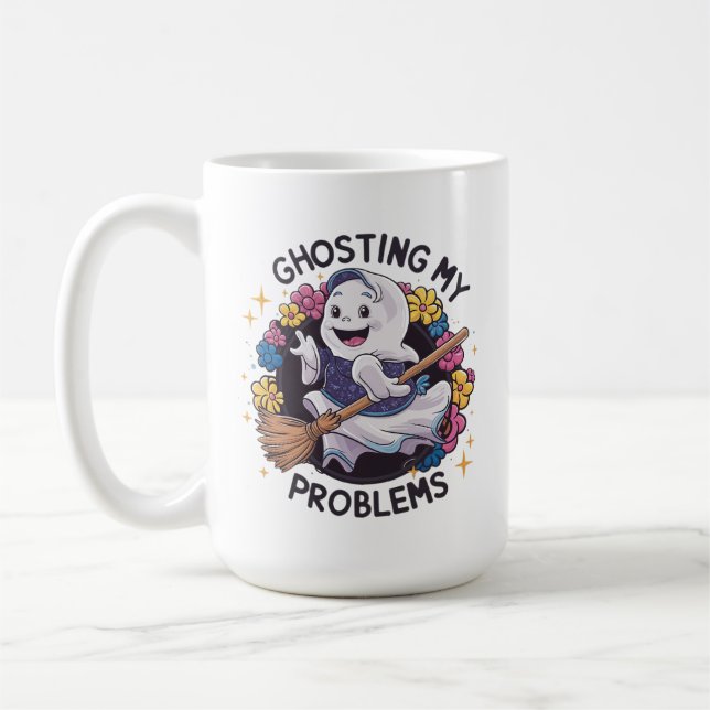 Mug Ghosting mes problèmes, Funny Éffrayant design de  (Gauche)