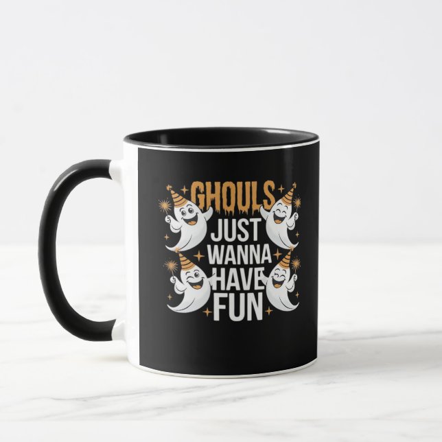 Mug Ghouls Veut Juste Avoir Des Vibes D'Automne Amusan (Gauche)