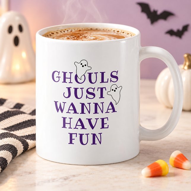 Mug Ghouls veut juste s'amuser Halloween violet (Créateur téléchargé)