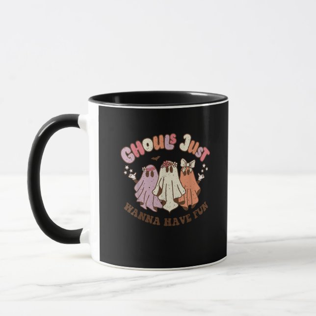 Mug Ghouls veut juste s'amuser Retro Halloween Super (Gauche)