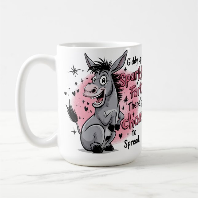 Mug Giddy Up Sparkle Fart Funny Donkey Graphisme (Gauche)