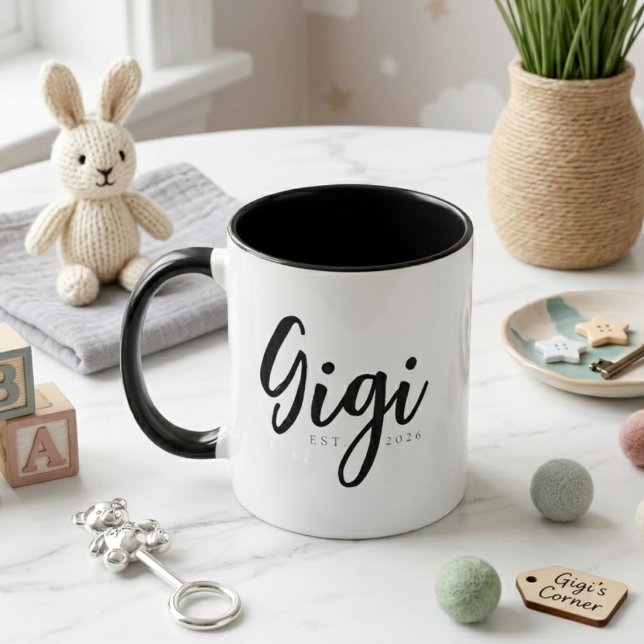 Mug Gigi élégant année de création design de script mi (Créateur téléchargé)