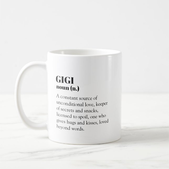Mug GiGi Grandma Nana Définition Mot Noun Cadeau (Gauche)